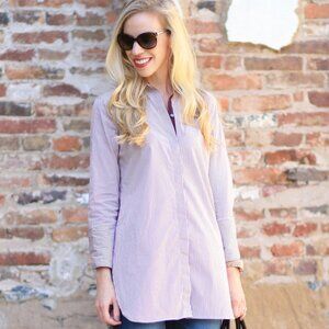 J. Crew ❤️ Endless Stripe Button Down Tunic in Maroon